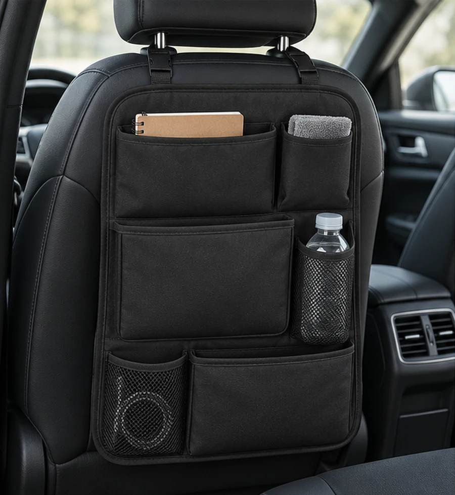 A thoughtfully organized, unbranded car interior